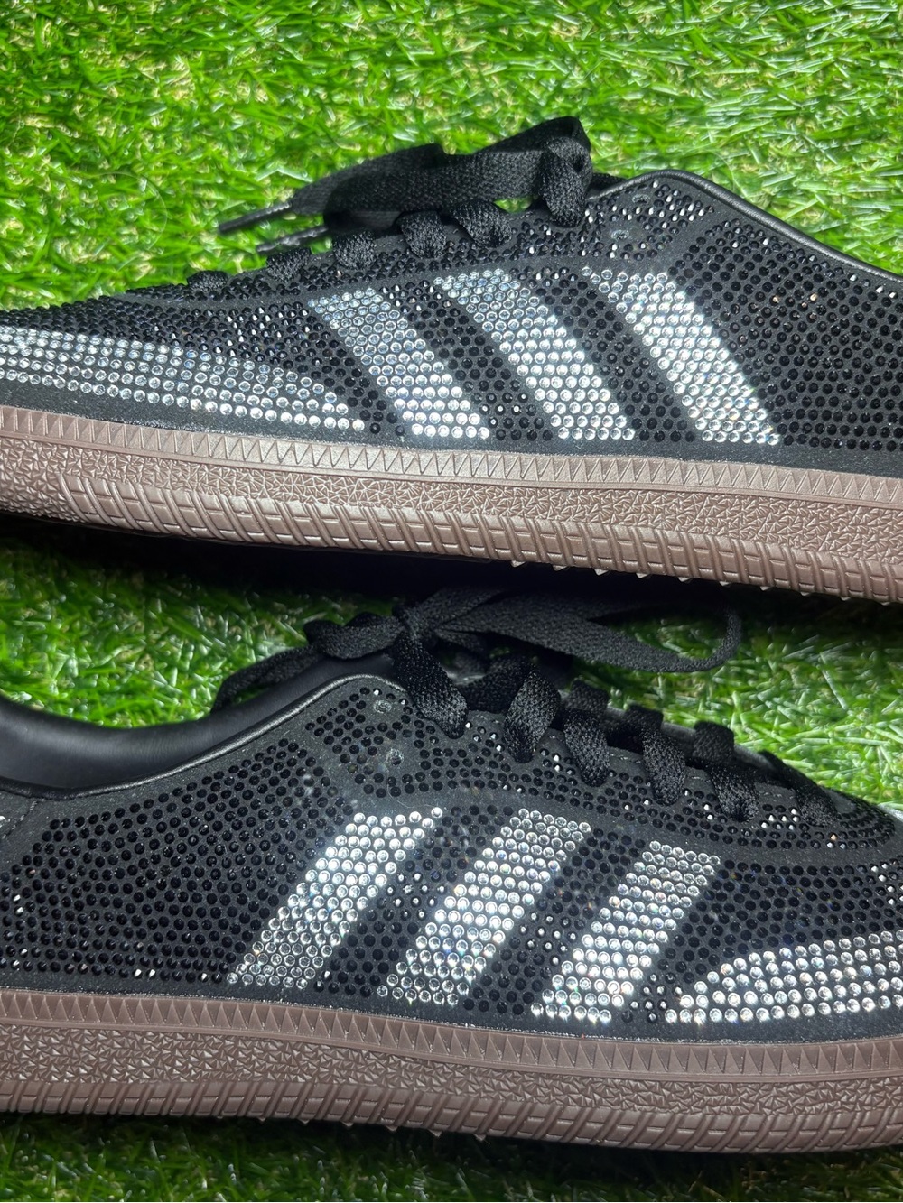adidas Black Sneaker with black and Silver Rhinestones women’s 8.5